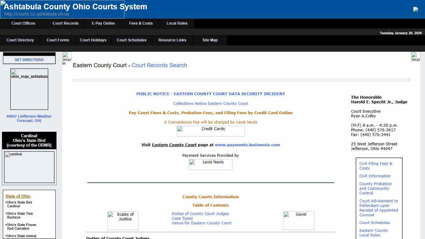 Eastern County Court - Ashtabula County Courts System