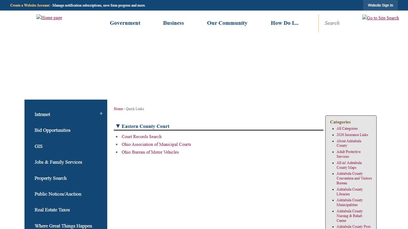 Quick Links • Eastern County Court